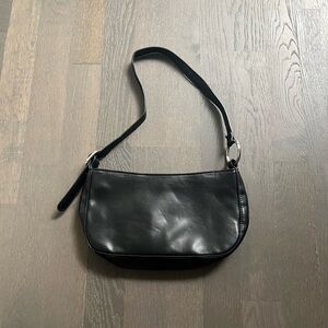 Pull and bear black faux leather mini side shoulder purse